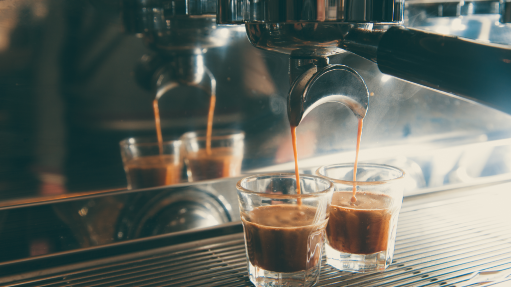 Picture of espresso machine pulling espresso